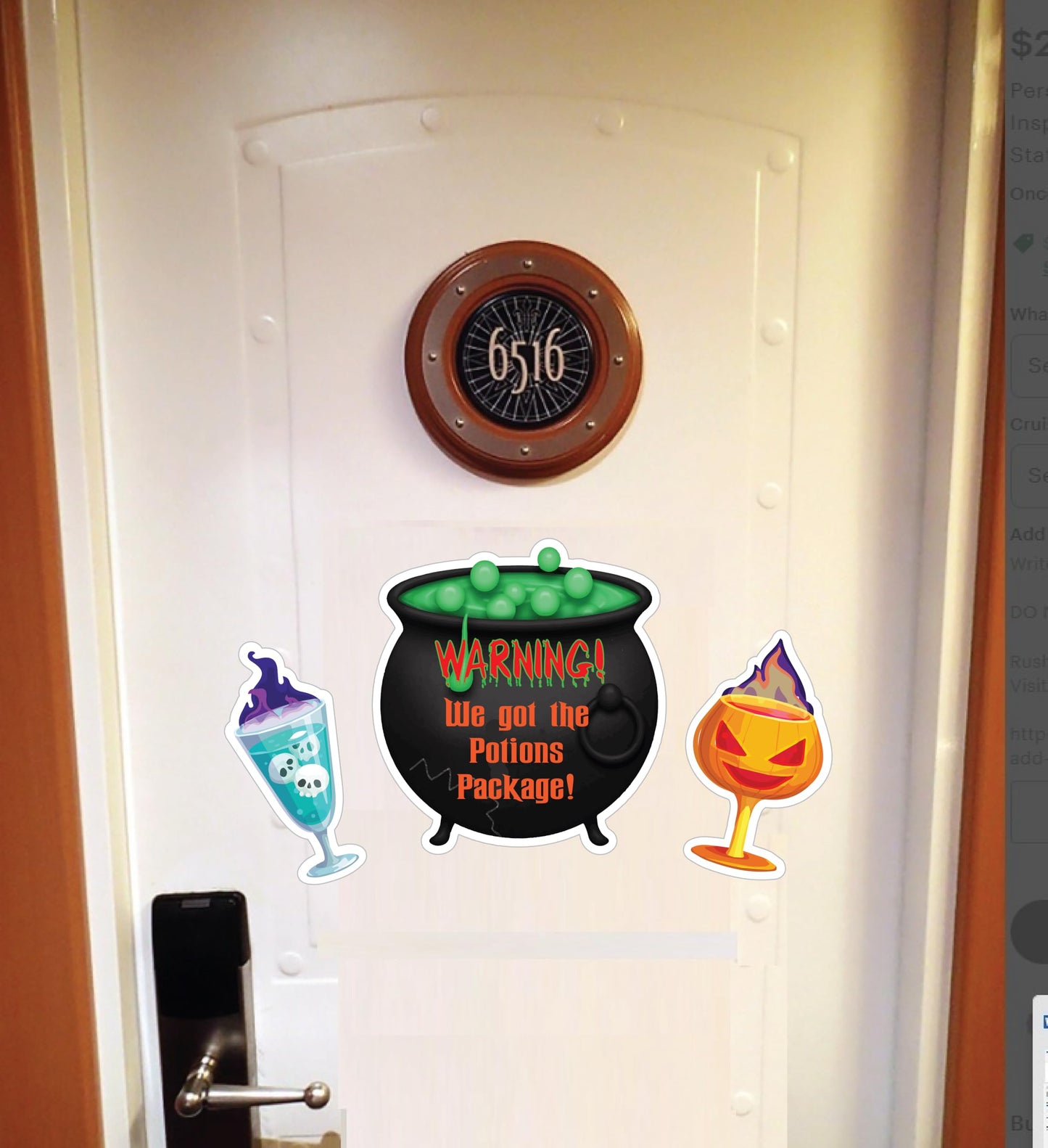 Witches Cauldron Halloween Drink Bundle Cruise Ship Door Decoration, Fun Party Decor - Decorative Magnetic Favors for Fridge, Locker, Whiteboard