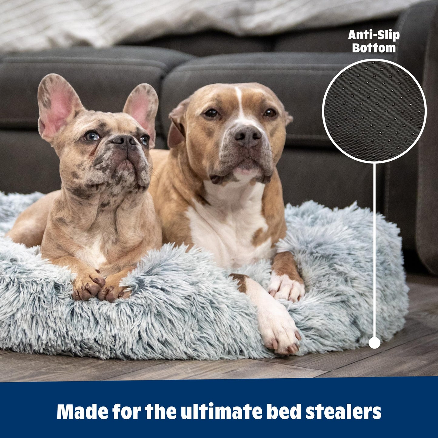 Barkbox Dog Bed, 2-in-1 Memory Foam Donut Cuddler Dog and Cat Bed, Calming Orthopedic Joint Relief Fur Crate Lounger for Pets, Machine Washable + Removable Cover, Waterproof Lining, Includes Toy