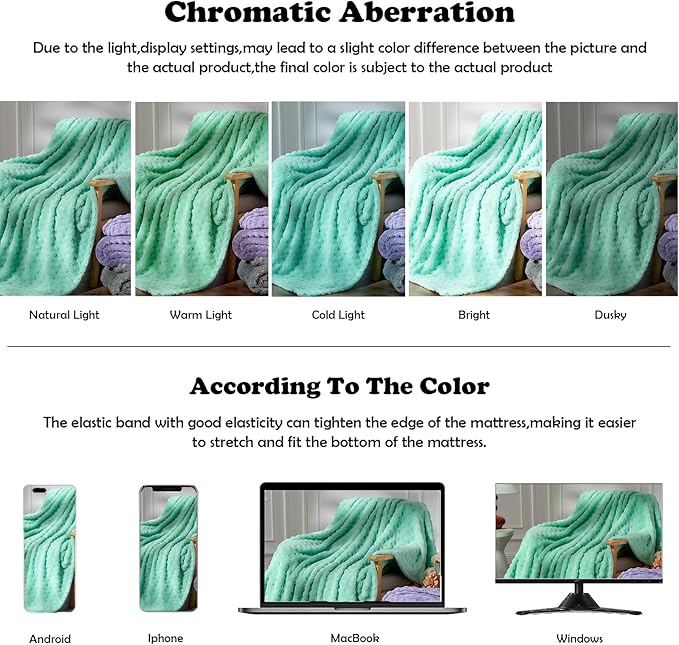 NEWCOSPLAY Super Soft Queen Blanket Aqua Premium Silky Flannel Fleece 3D Waffle Checkered Lightweight Bed Blanket All Season Use (Aqua, Queen(90"x90"))