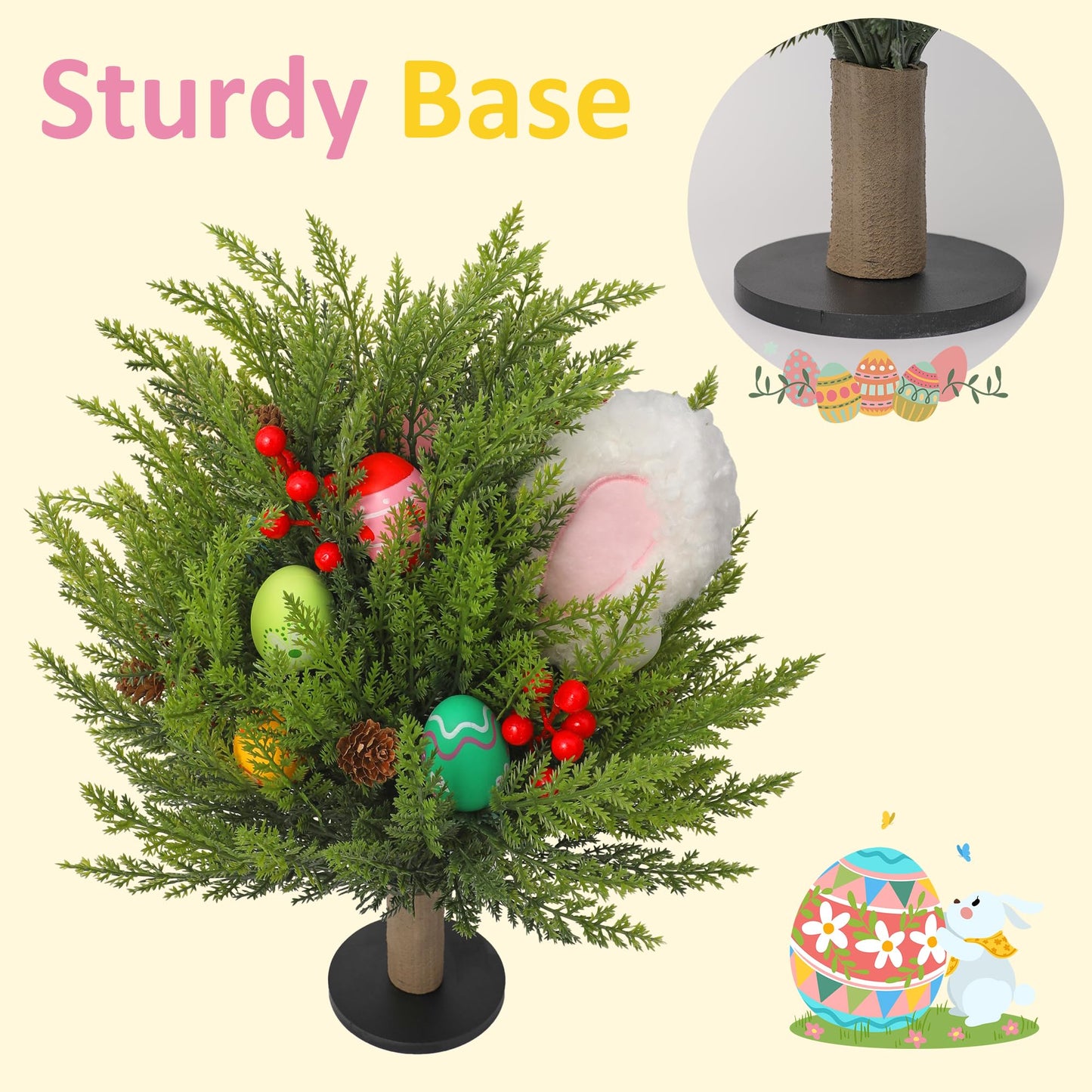 Allesgute Easter Decorations,1Pcs Artificial Easter Egg Flower Table Ornaments, Eggs Berry Picks with Bunny Ears, Easter Decorations for homeDecor, DIY, Weddings, Spring Celebrations