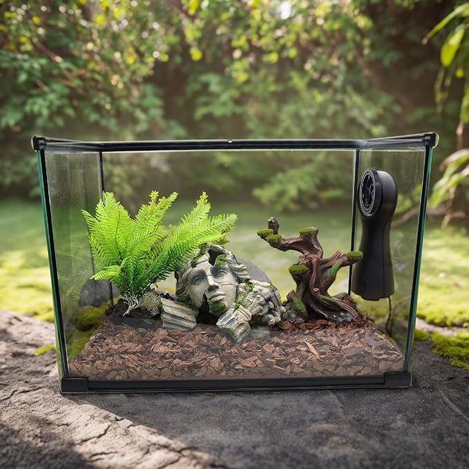 relaqcc Reptile Cave Hideout Tank Accessories Decorations, Aquarium Hideaway Cave Fish Tank Decorations for Amphibians, Betta Fish, Shrimp, Lizards, Leopard Gecko