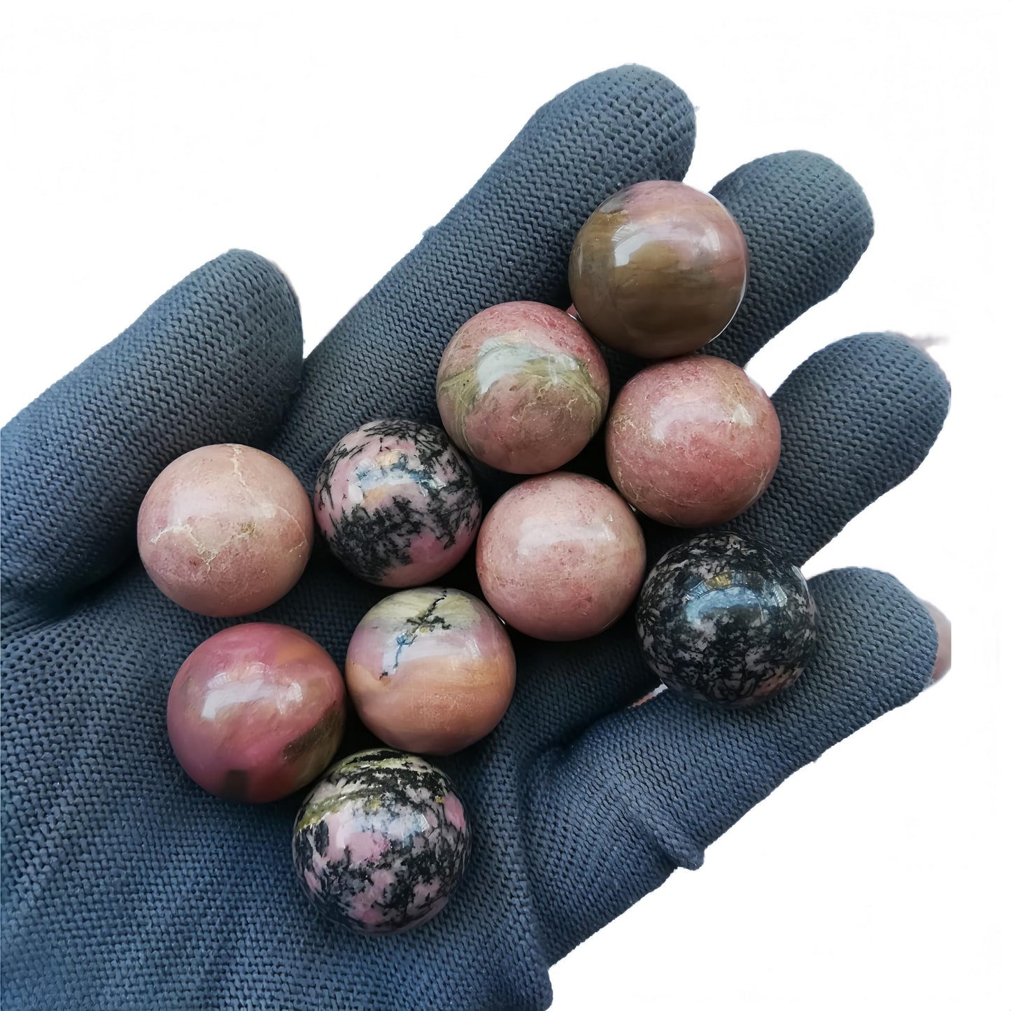 Sunshcat Natural Rhodonite 0.78 Inchs Crystals and Healing Stone Ball Set,Home Desktop Feng Shui Array Decoration(7 Pieces) ﻿