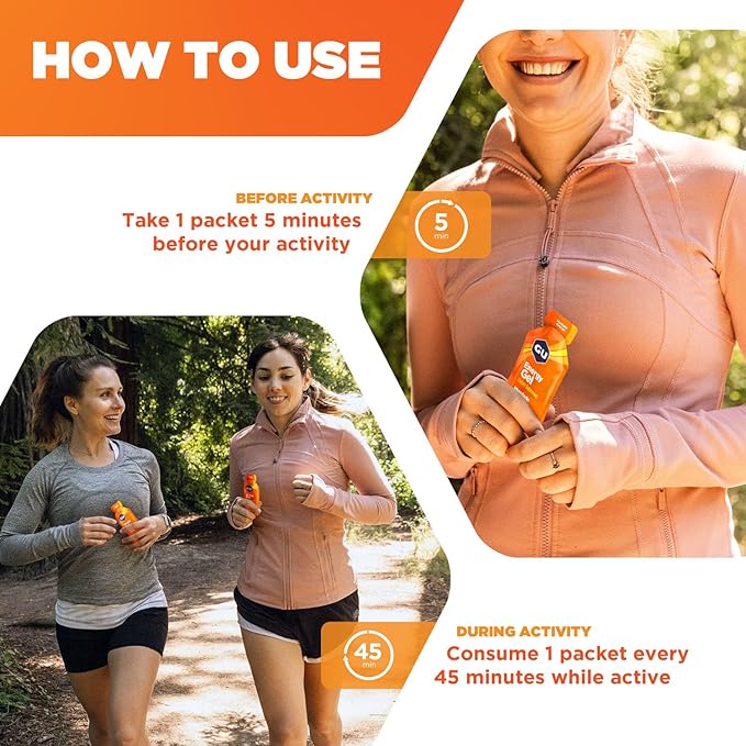 GU Energy Original Sports Nutrition Energy Gel, Vegan, Gluten-Free, Kosher, and Dairy-Free On-the-Go Energy for Any Workout, 24-Count, Mandarin Orange