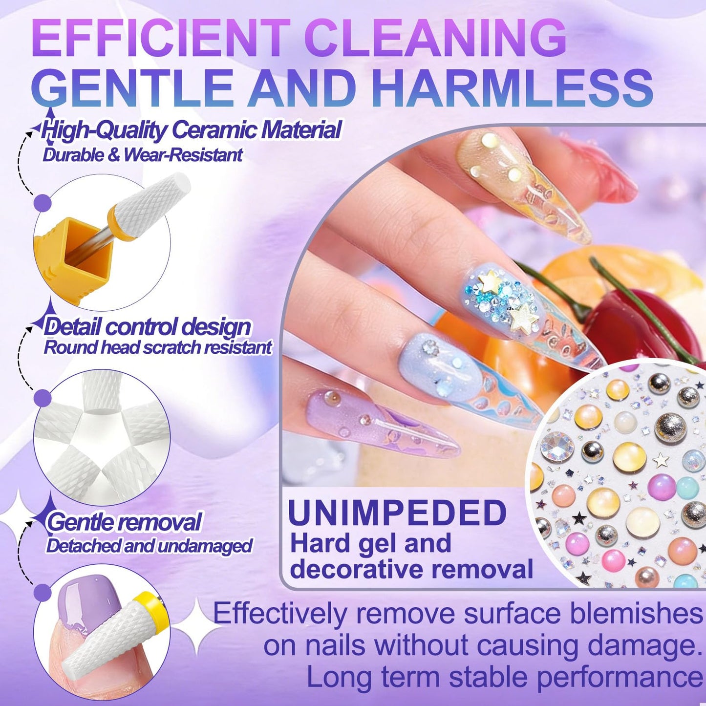 Fantexy Ceramic Nail Drill Bit - 3/32'' Conical Flat Head Bit for Cuticle Clean & Dead Skin Removal, Professional Nail Tool for Nail Art,Manicure,Pedicure,Gel,Cuticle Clean(Extra Fine - XF)