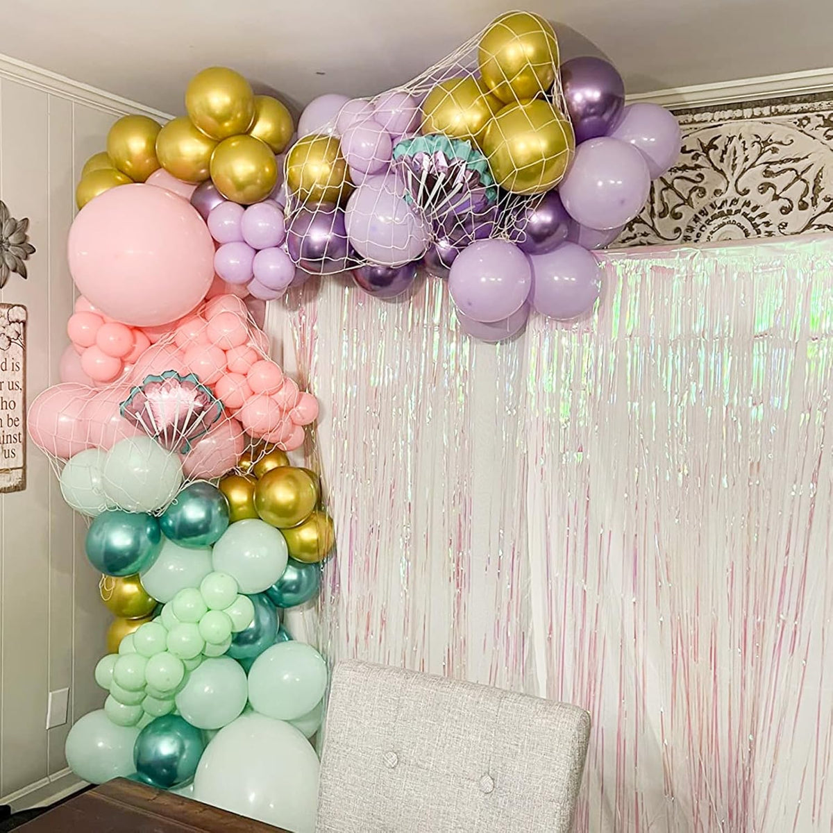 Mermaid Balloon, 60 Packs 12 Inch Mermaid Theme Birthday Party Decorations with Metallic Pink Purple and Blue Balloons fo Girls Mermaid Balloons Baby Shower Party Supplies