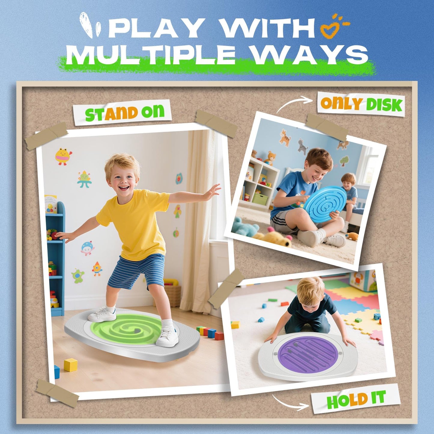 Balance Board Maze for Kids Sensory Training - 20" Wobble Board to Develop Coordination & Reduce Screen Time - 3 Difficulty Levels for More Fun - Ideal Load 100lbs - Meaningful Gift for Children