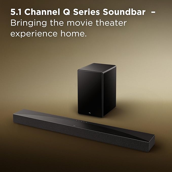 TCL Q65H 5.1 Sound Bar with Wireless Subwoofer for Smart TV | Dolby Atmos DTS:X Auto Room Calibration| 580W Power Bluetooth Home Theater Speaker with Bass | App Control & Remote Control | Latest Model