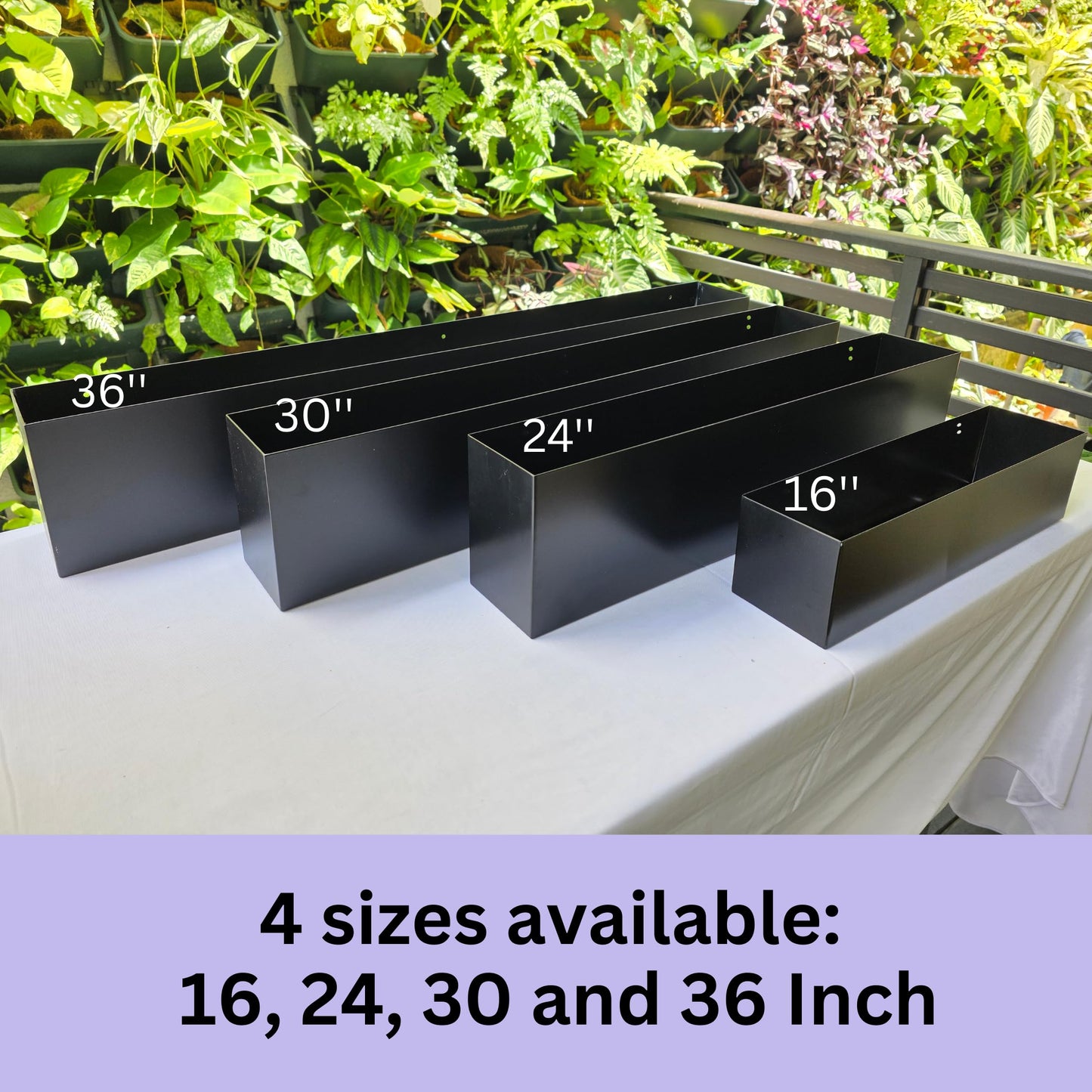 LaLaGreen Railing Planter Box (30 Inch, 2 Pack) Large Black Metal Rectangular Hanging Flower Boxes with Brackets, Planters for Outdoor Deck Railings Fence Balcony Patio Porch Over Rail Garden Decor