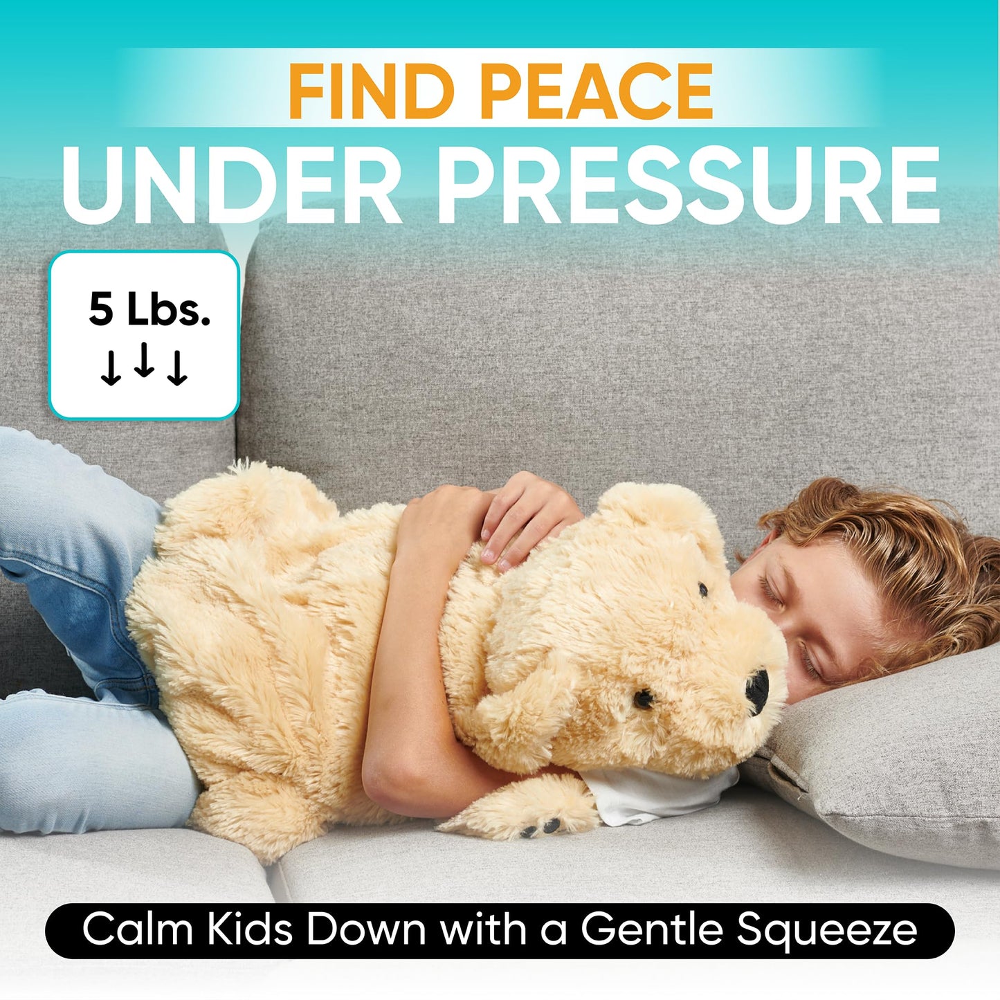 FRIENDLY CUDDLE Weighted Lap Blanket for Kids & Adults – Kids Weighted Blanket – ASD, Sensory Processing Weighted Stuffed Animals Dog Toy – Microwavable Weighted Lap Pad for Kids, 5 Lbs.