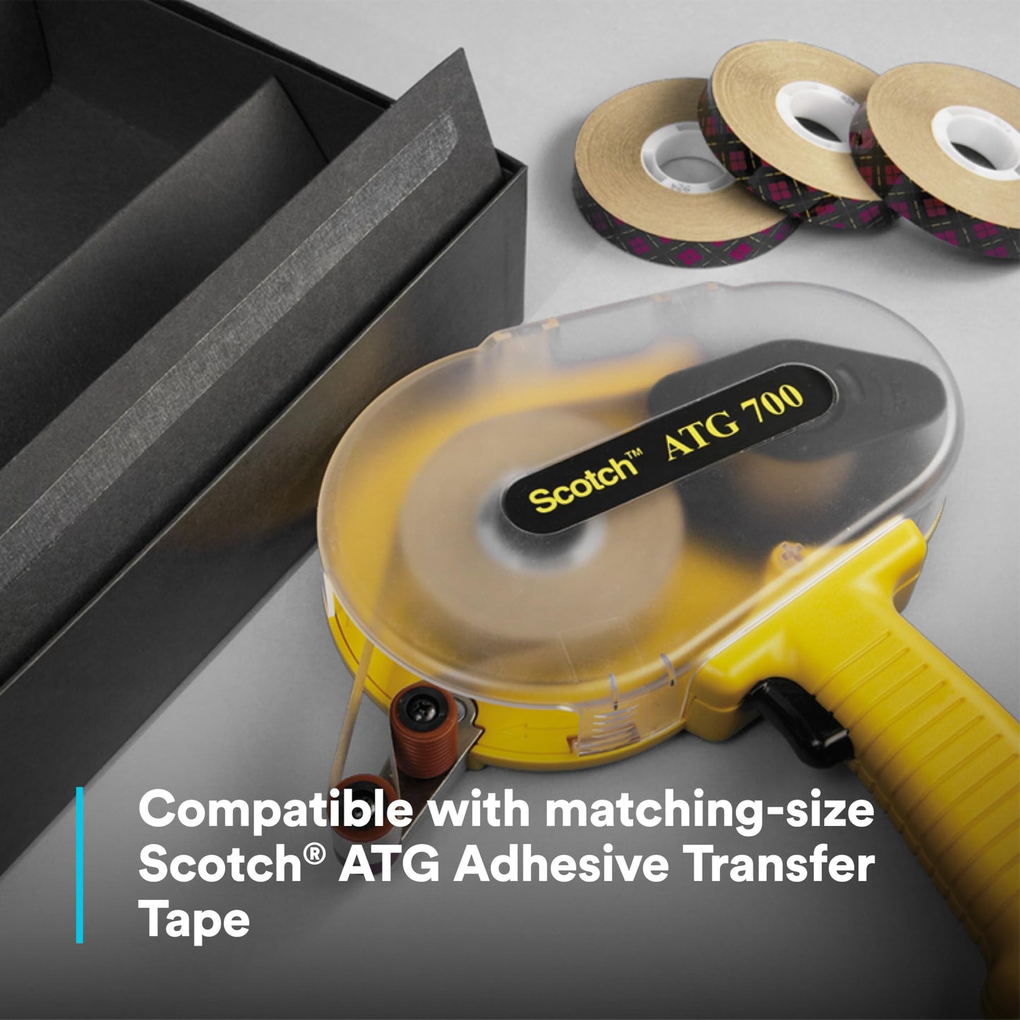 3M Scotch ATG 700 Adhesive Applicator, 1/2 in and 3/4 in wide rolls, Yellow