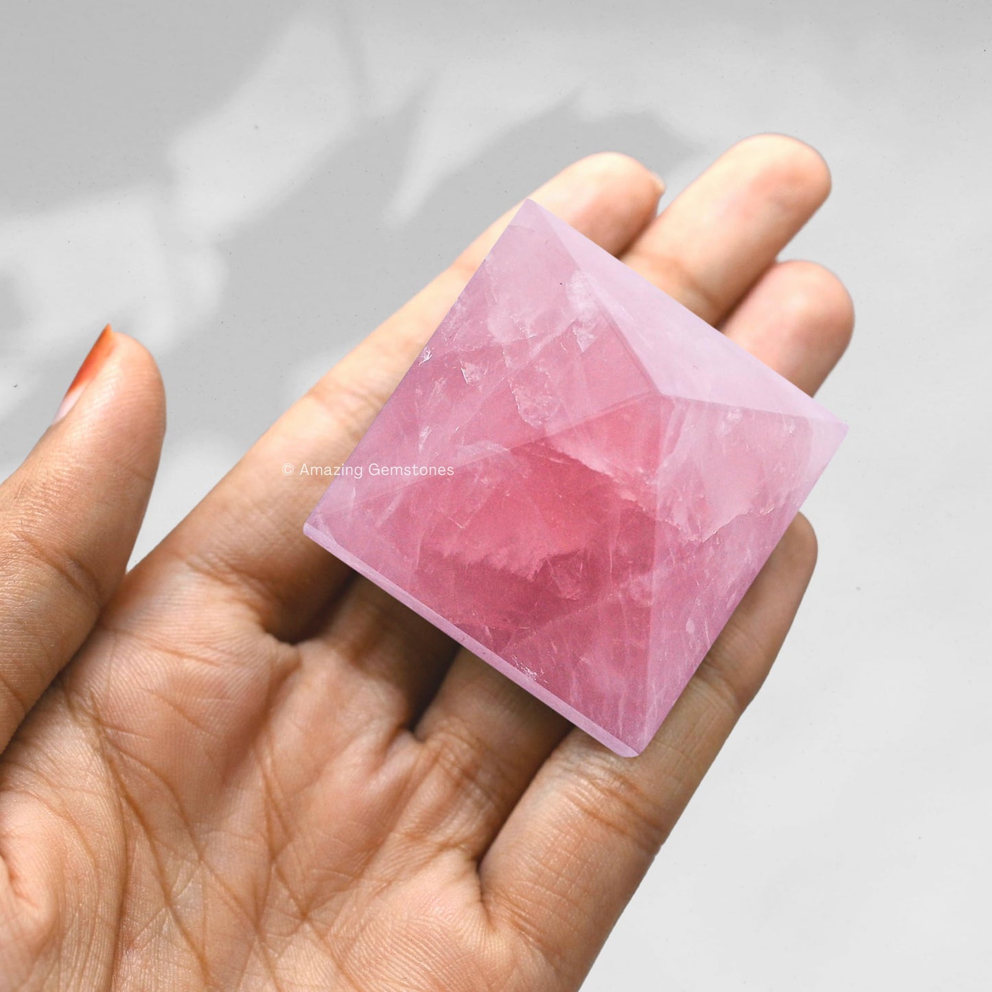 Amazing Gemstone Star Rose Quartz Pyramid Crystal Healing Stones - 1.5" Great Pyramid Figurine of Natural Stone Pyramid for Meditation, Reiki, Chakra Balancing and Crystal Pyramids Grid