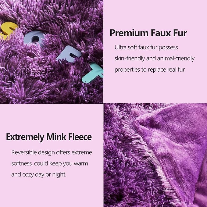 GONAAP Fuzzy Faux Fur Throw Blanket Twin Size Tie-dye Violet Purple Super Soft Cozy Plush Fuzzy Shaggy Blanket for Couch Sofa Bed (Tie-dye Violet Purple, Twin(60"x80"))