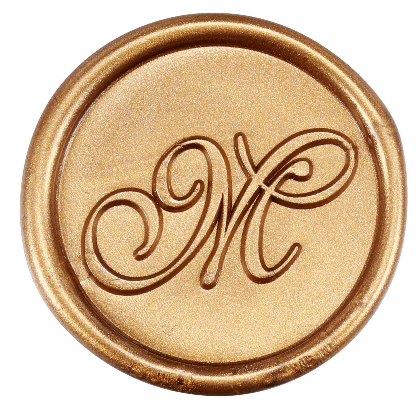 Yoption Wax Seal Kit, Vintage Handwriting Initial Alphabet Stamp with 120 Antique Gold Sealing Wax Beads for Wedding Invitation Gift Envelopes Wrap Christmas Card - Letter M