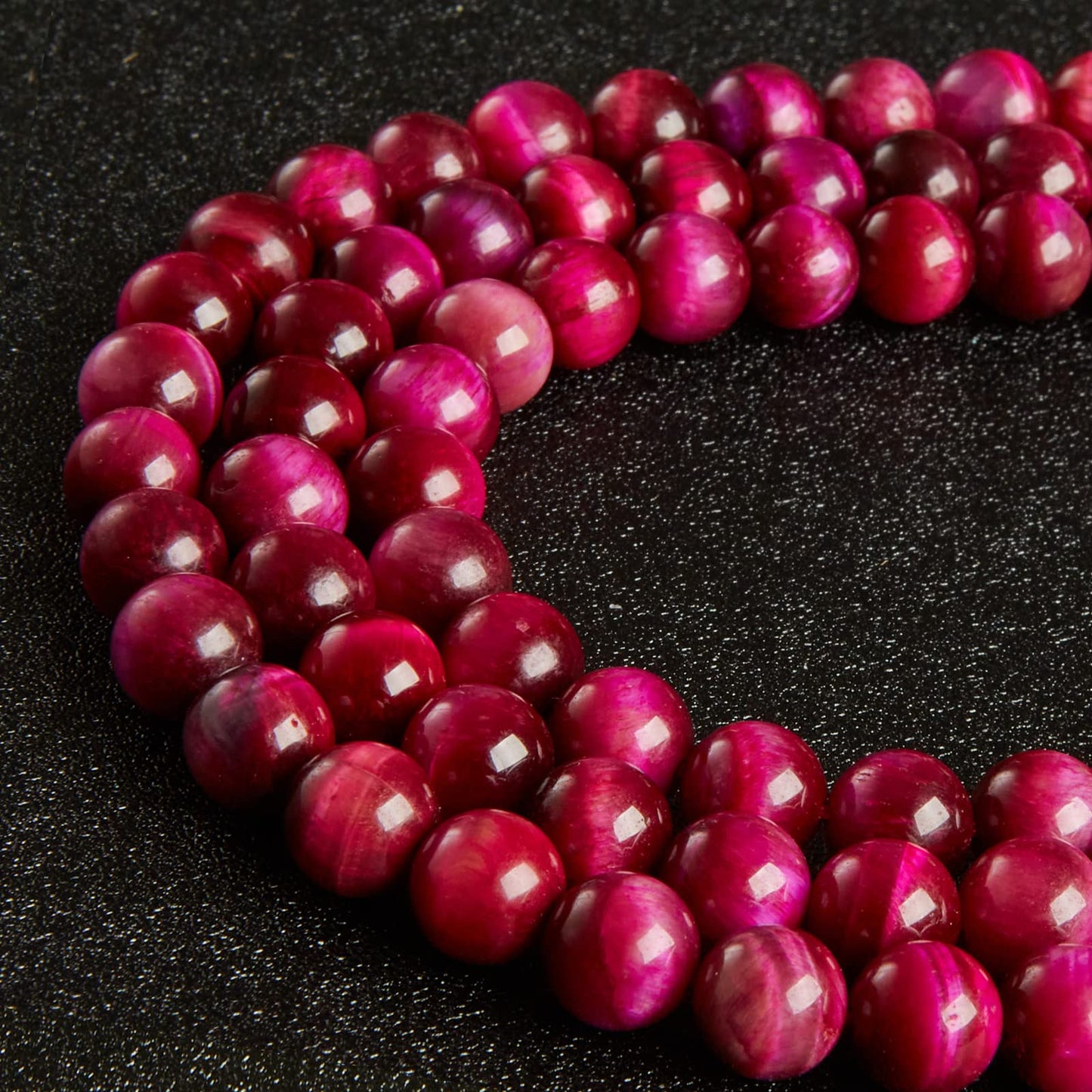 35pcs 10mm Natural Magenta Tiger Eye Beads Gemstone Beads Round Loose Beads for Jewelry Making