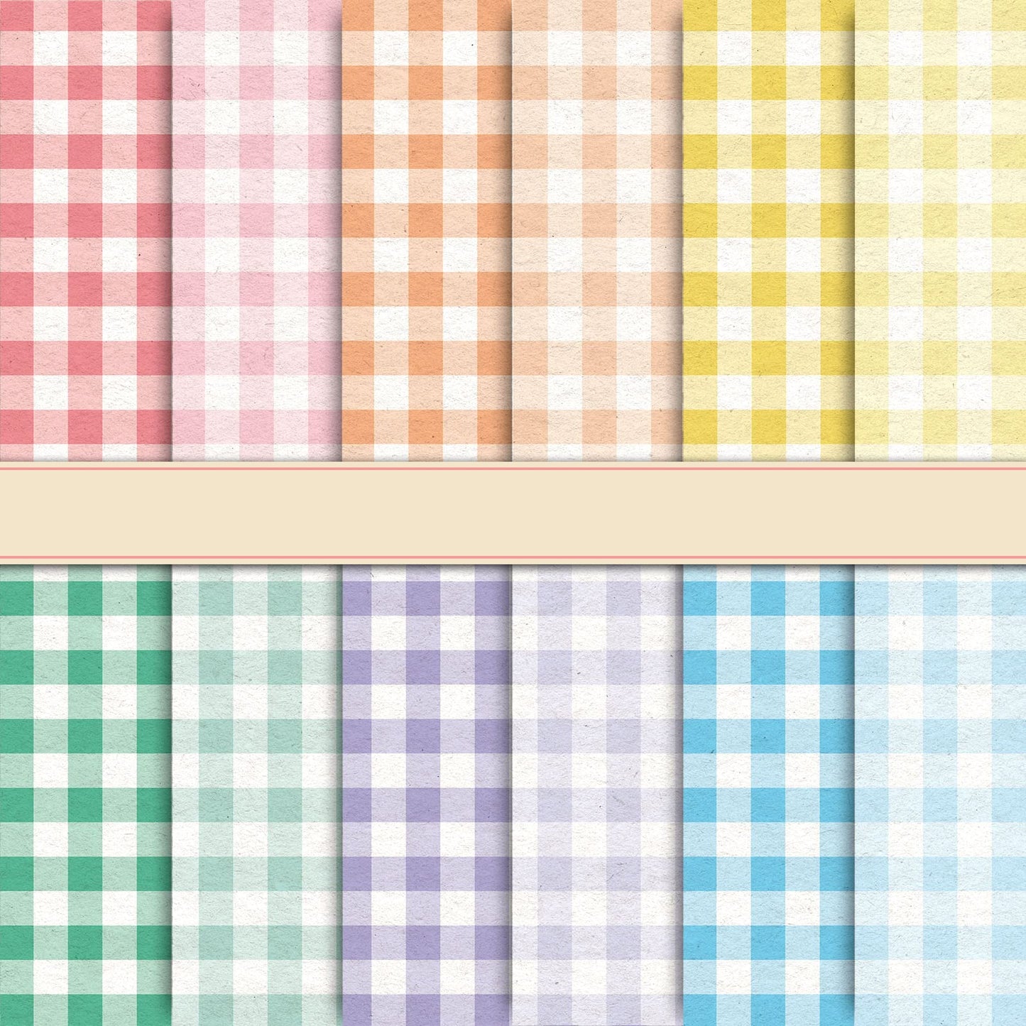 Whaline 24pcs Spring Pastel Plaid Pattern Paper 12 Designs Gingham Double-Sided Scrapbook Paper for DIY Crafts Scrapbook Photo Album Decor, 11.8 x 11.8 Inch