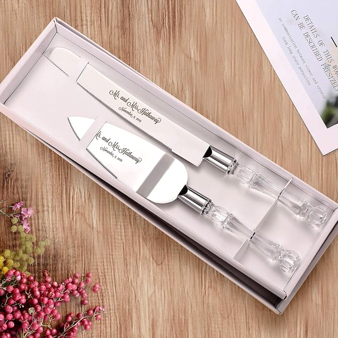 AW BRIDAL Personalized Wedding Cake Serving Set - Cake Knife 13.2 in, Cake Server 10.8 inch - Gift for Wedding, Anniversary, Engagement//DK001CPP42//