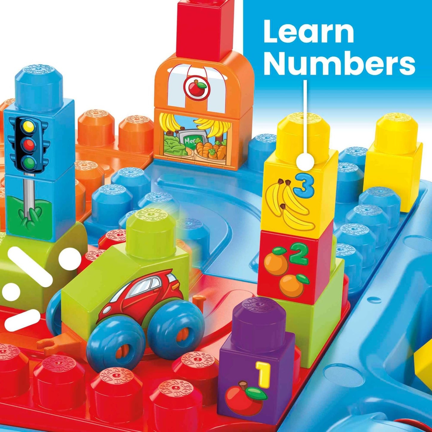 Mega Bloks First Builders Build 'n Learn Table with Big Building Blocks, Building Toys for Toddlers (30 Pieces)