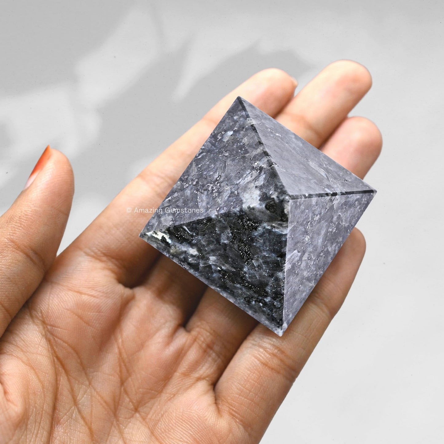 Amazing Gemstone Larvikite Pyramid Crystal Healing Stones - 1.5" Great Pyramid Figurine of Natural Stone Pyramid for Meditation, Reiki, Chakra Balancing and Crystal Pyramids Grid