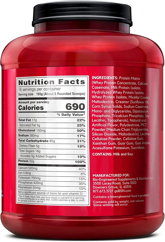 BSN TRUE-MASS Weight Gainer, Muscle Mass Gainer Protein Powder, Vanilla Ice Cream, 5.82 Pound