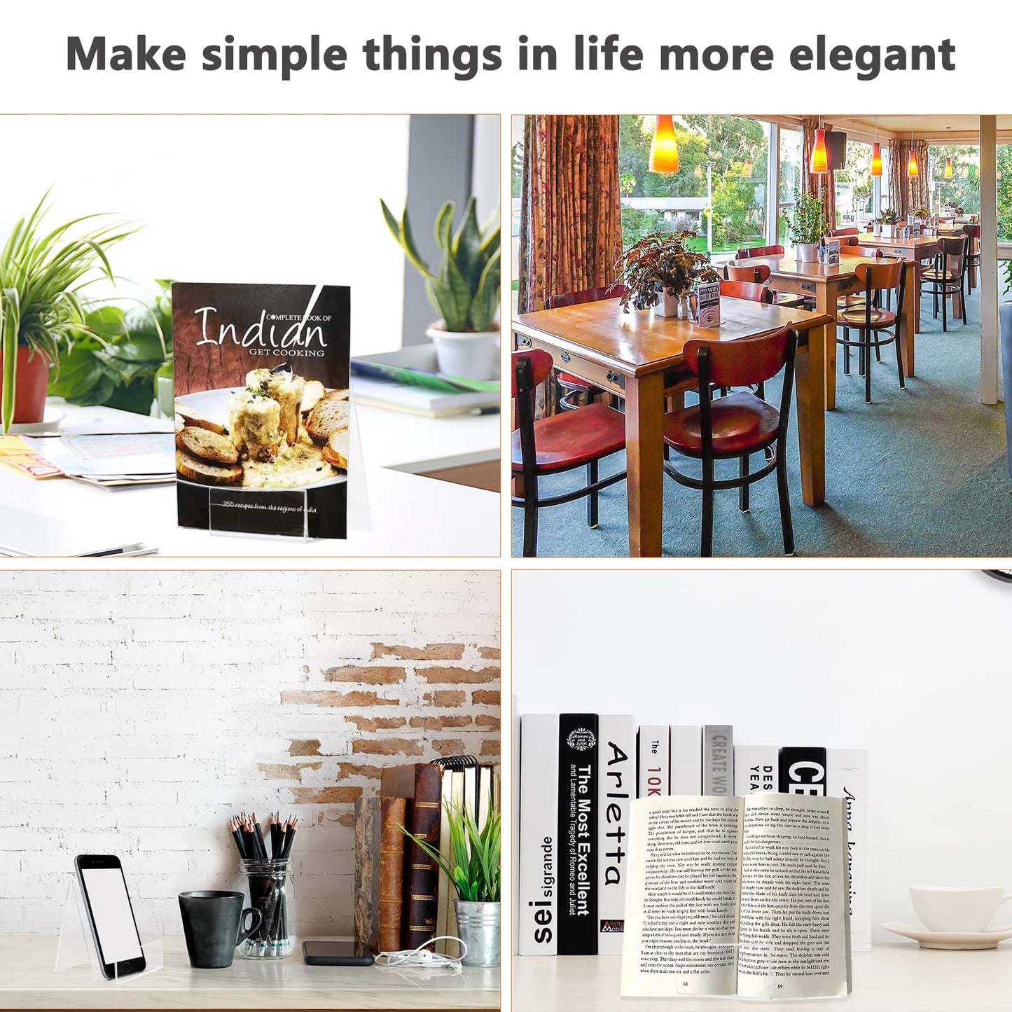 6'' x 4'' Acrylic Book Display Stand Clear Easel with Ledge Tablet Holder for Displaying Books, Pictures, Notebooks, CDs, Artworks, etc (Large) (10)
