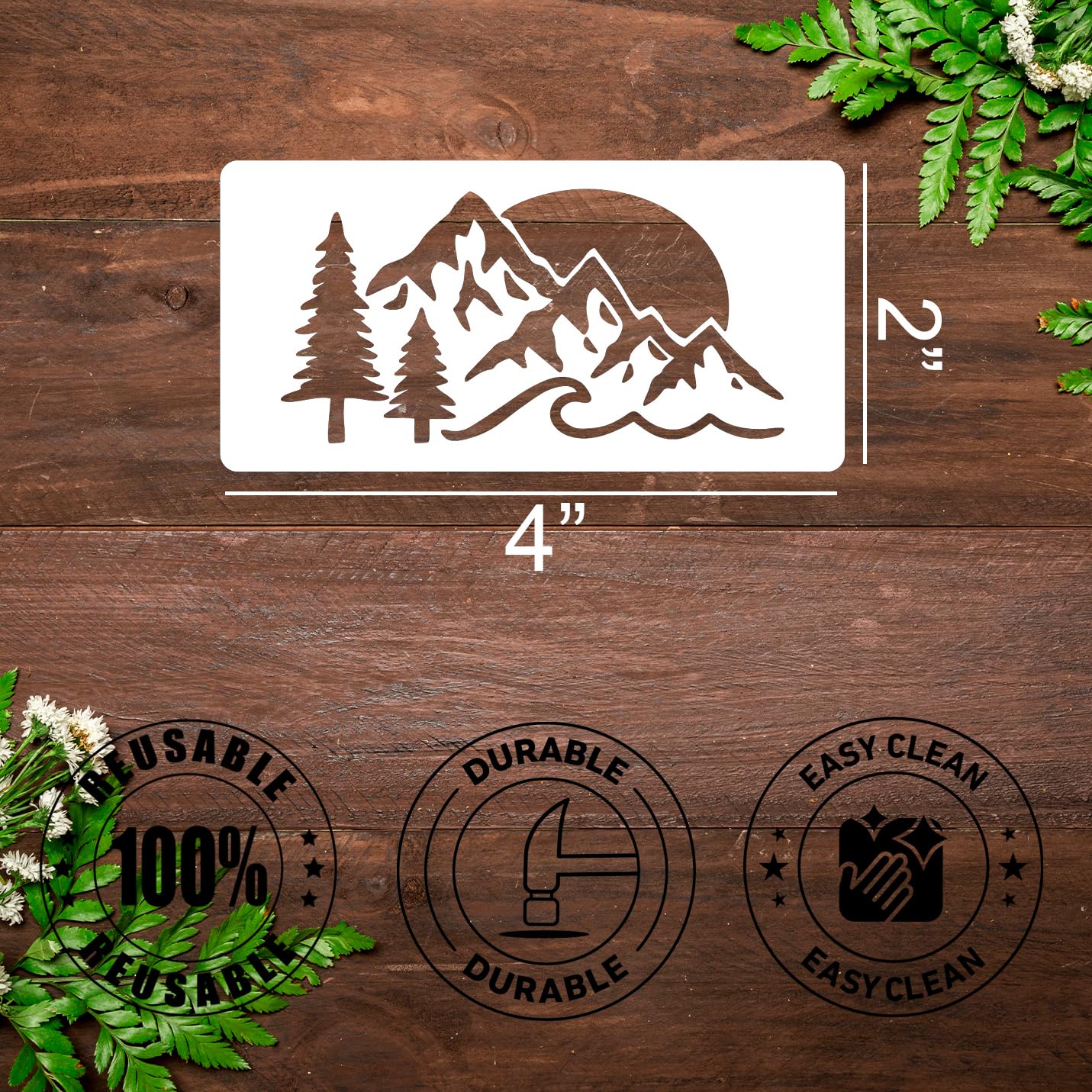 Pine Tree Stencils 4“ Wood Burning Stencils Patterns Reusable Mountain Tree Stencil for Painting on Wood Wall Fabric Decor