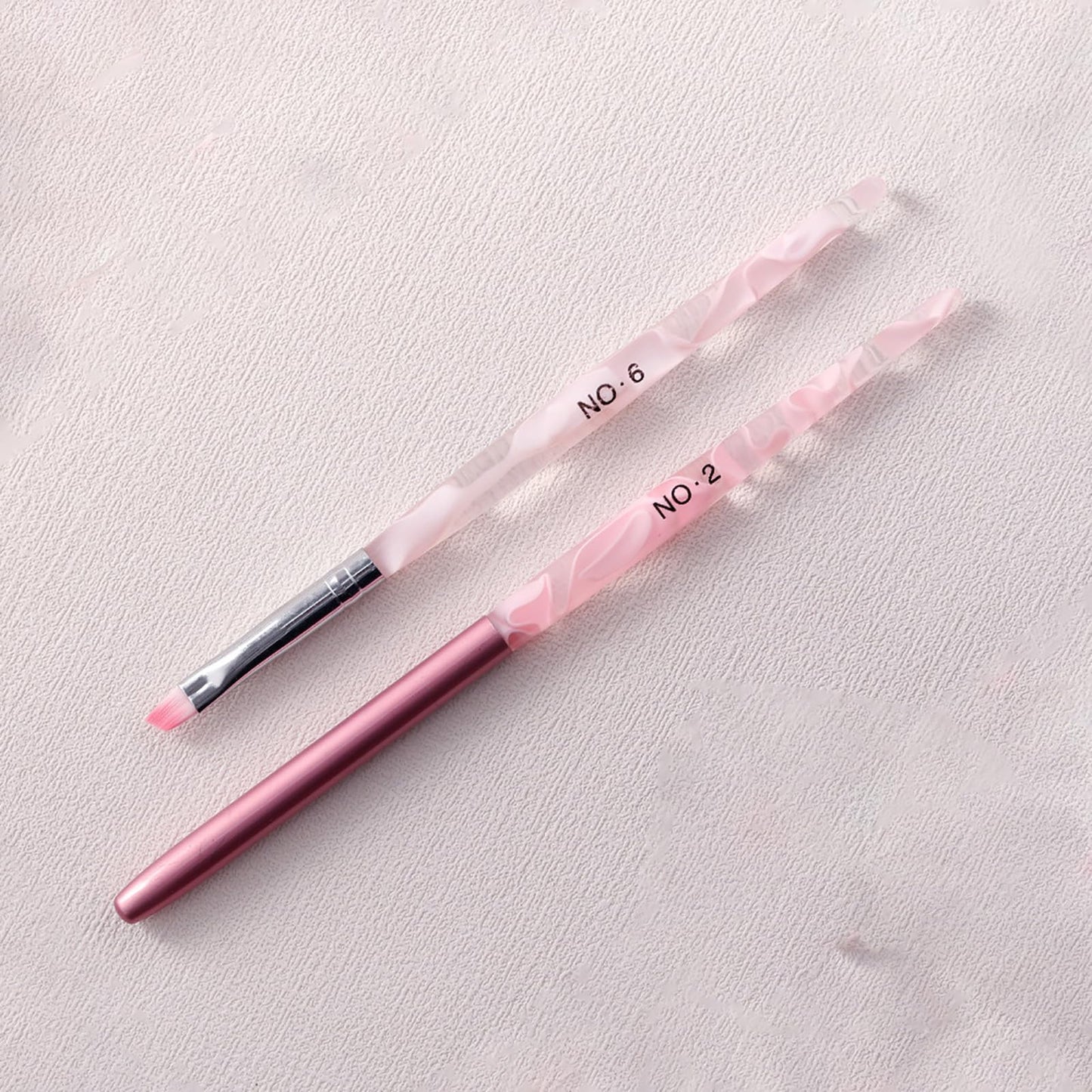 Nail Art Brush Set, Pink Marble Design, Professional Manicure Tools, Nail Brush and French Tip Brush 2 Piece
