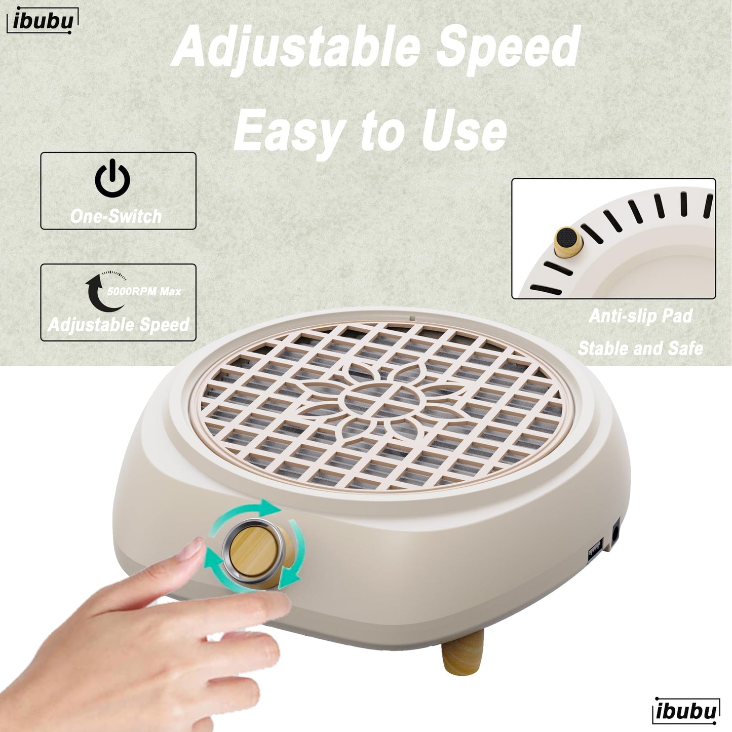 ibubu Upgrade Small Nail Dust Collector Vacuum Cleaner Machine 130W Powerful Strong Fan Extractor Suction Electric Nail Filer Manicure Dust Collector Quiet with Multiple Tool Kits for Home Salon
