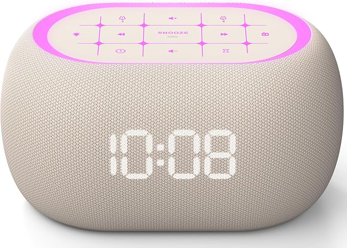 ANJANK Alarm Clock Radio with Dual Alarm for Bedroom, 7-Color Night Light,0-100% Dimmer, 8 Sounds + Gentle Light Wake UP,16-Level Volume,Bedside Digital FM Radio with Sleep Timer, Clock for Kids Teens