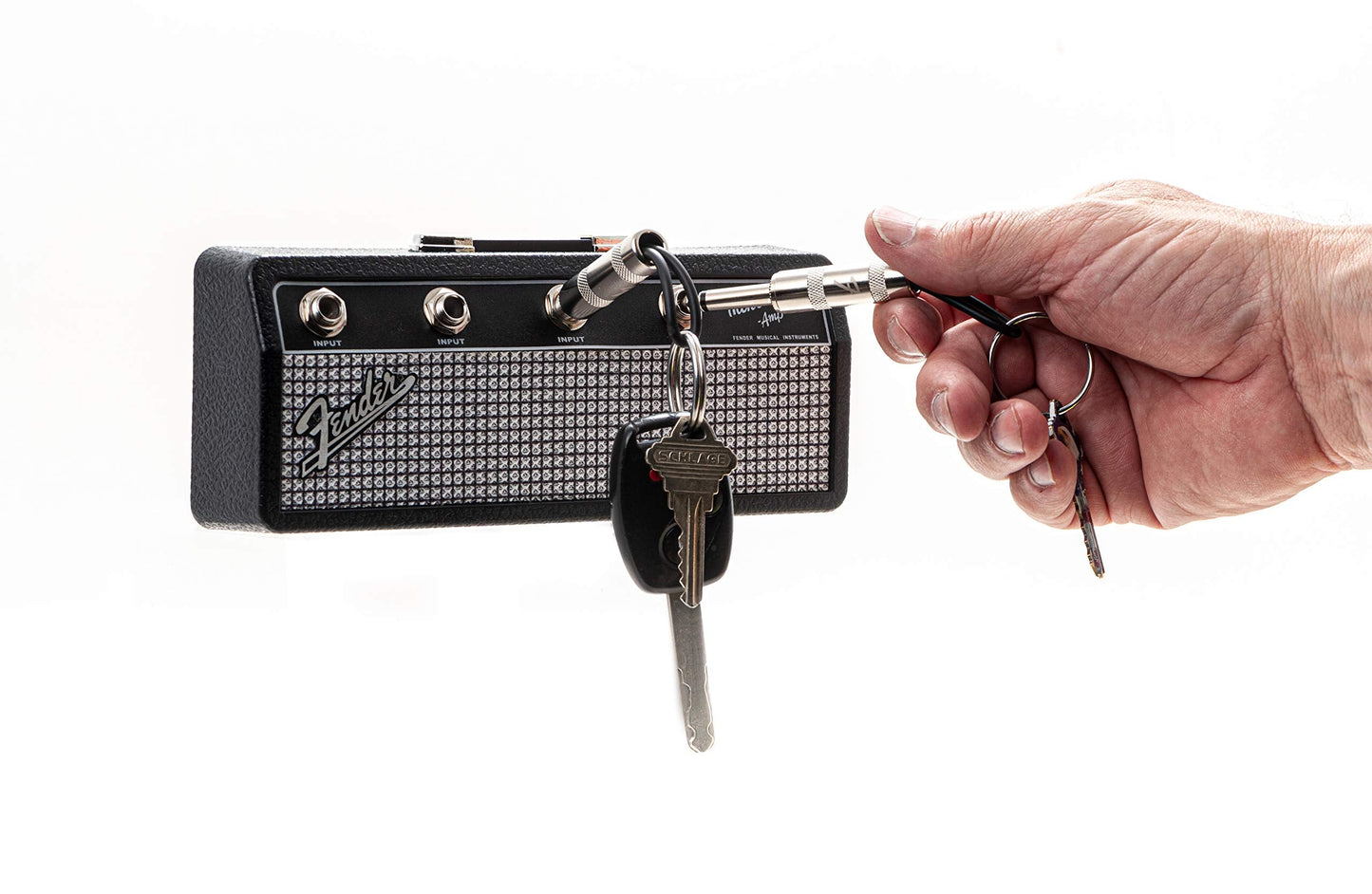 Pluginz - Fender - Jack Rack - Black & Silver with 4 Guitar Plug Keychains