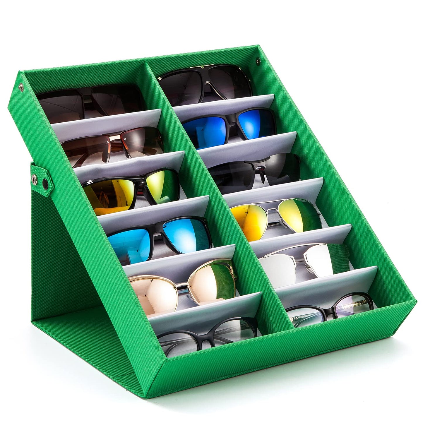 TRIUMPH VISION Sunglasses Organizer Storage Eyeglass Holder Multiple Glasses Case Box Eyewear Tray Display Stand Rack 12 Slots