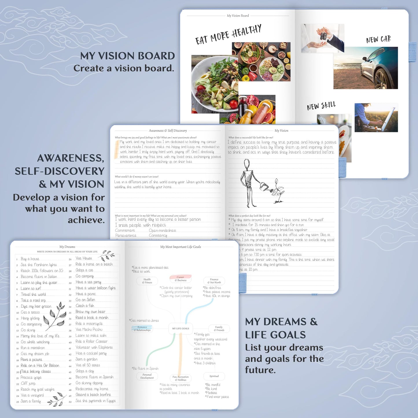 Legend Planner – Undated Weekly & Monthly Life Planner to Hit Your Goals & Live Happier, Organizer Notebook & Productivity Journal, A5 (Periwinkle, Gold)