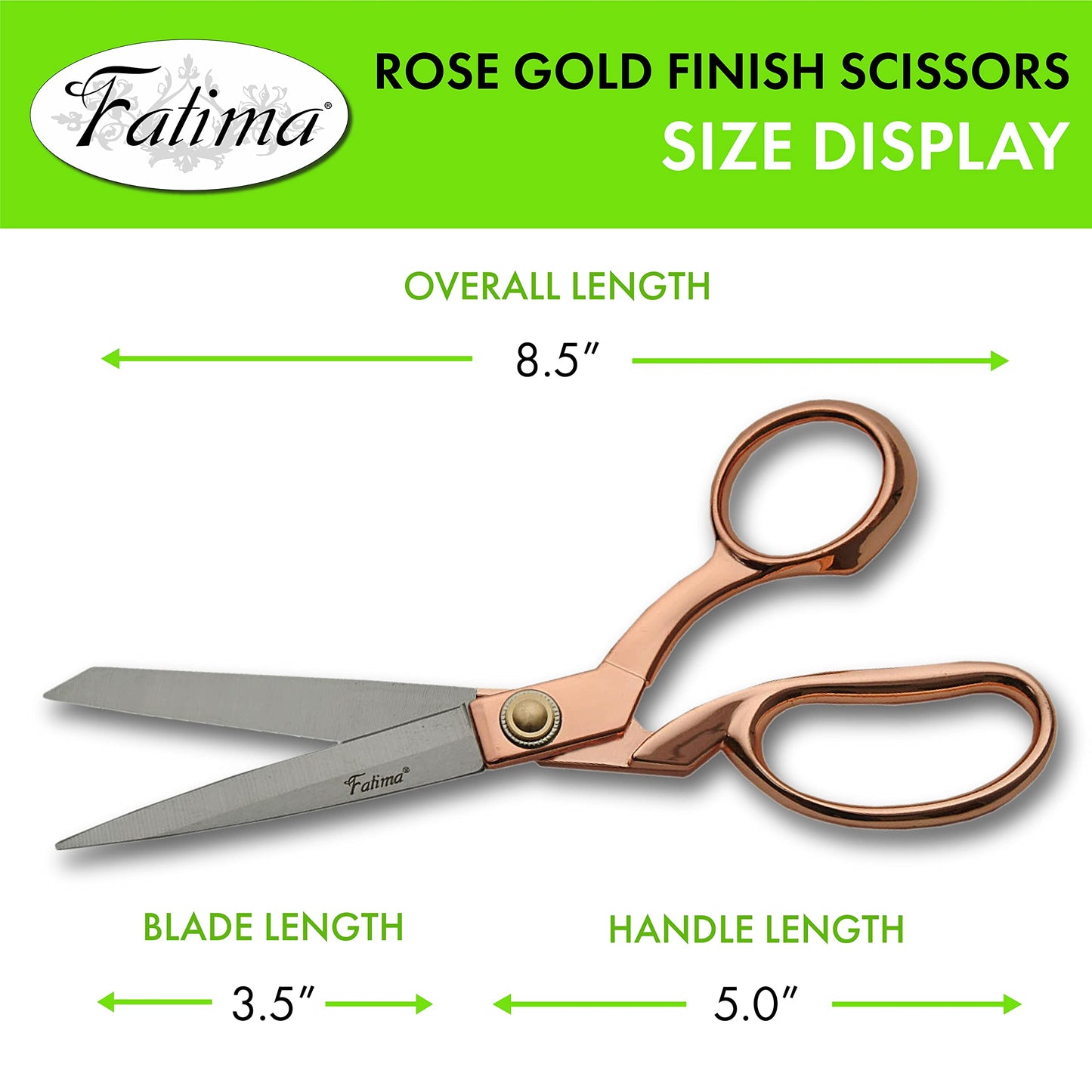 SZCO Supplies 8.5” Fatima Heavy-Duty Fabric Tailor Scissors with Rose Gold Finished Handle (107713-RG)