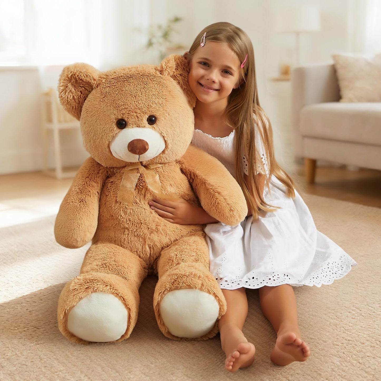 HollyHOME Big Teddy Bear Large Teddy Bear Stuffed Animal Birthday Valentines Day Plush for Kids and Girlfriend 36 inch Tan