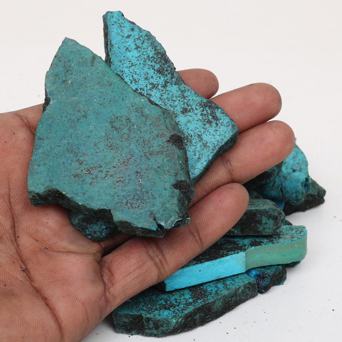 REAL-GEMS Natural Raw Healing Crystals Rough Stones for Tumbling, Cabbing, Polishing, Wire Wrapping, Wicca & Reiki Crystal Healing, Mix Gemstones,7 Chakra (Turquoise Plate)