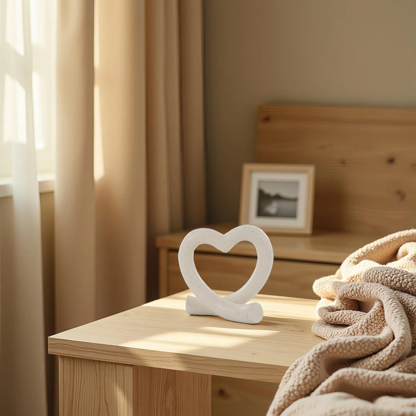 Lescafita Heart Decor Sculpture, Love Heart Statue Minimalist Modern Home Decor for Living Room Bedroom Desk Shelf Coffee Table, Romantic Meaningful Gift