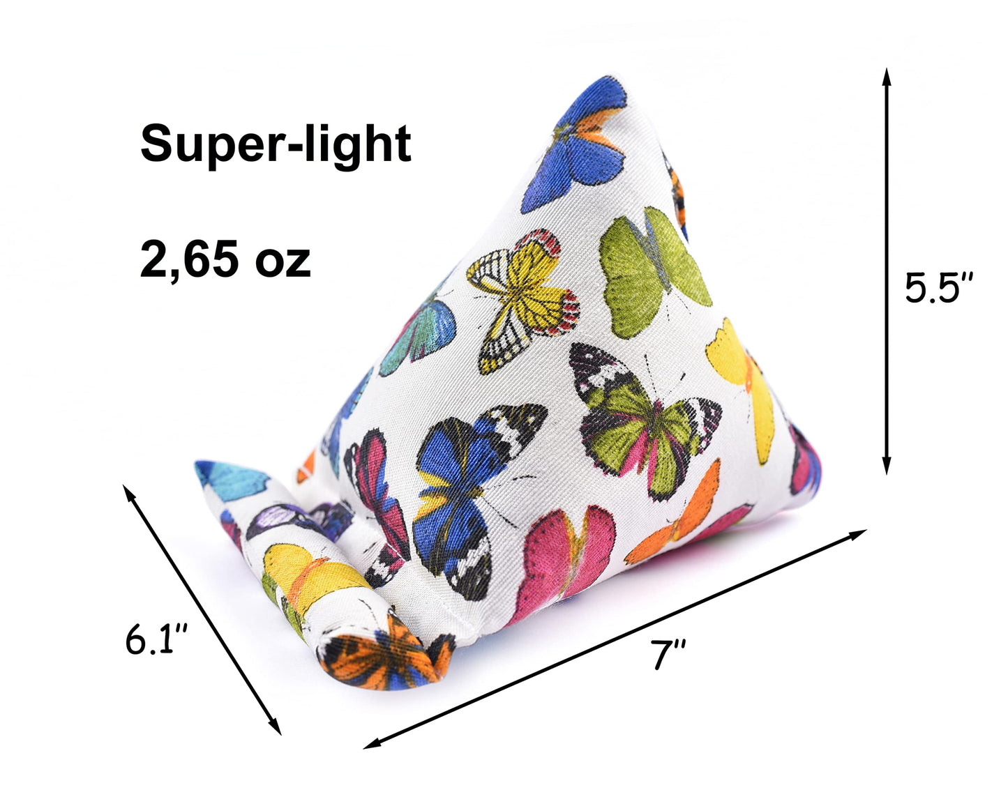 STEPHAN AND THEODORE Handmade Phone Pillow Holder - The Wedge Mobile Device Stand - Fabric Phone Stand for All iPhones, All Smartphones! 7 x 6.1 x 5.5 Inches (Butterflies)