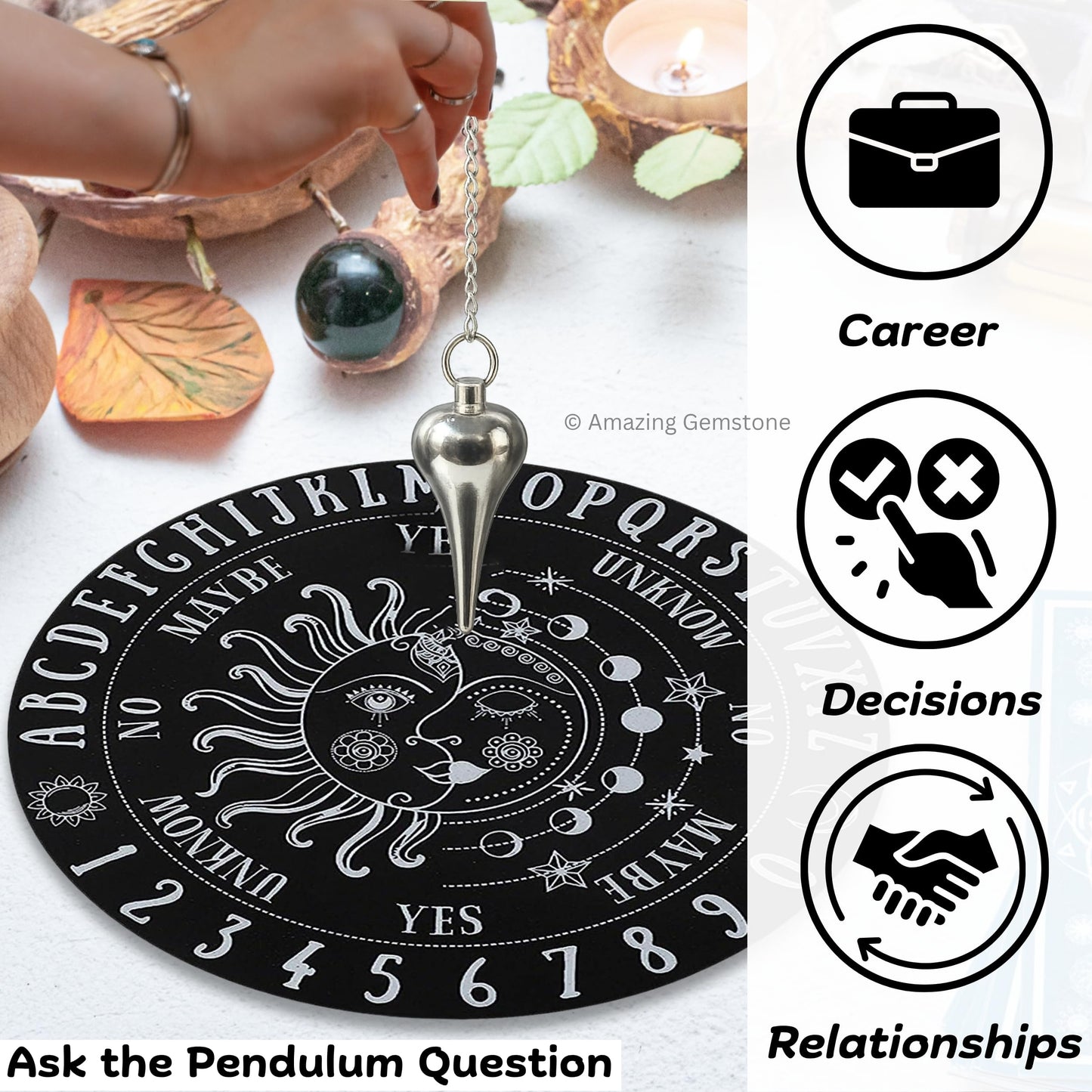 Amazing Gemstone Healing Metal Pendulums for Divination, Silver Dome Cone Point Steel Copper Pendulum High Energy Pendulo de Bronce Pendulos de Mesa MP119