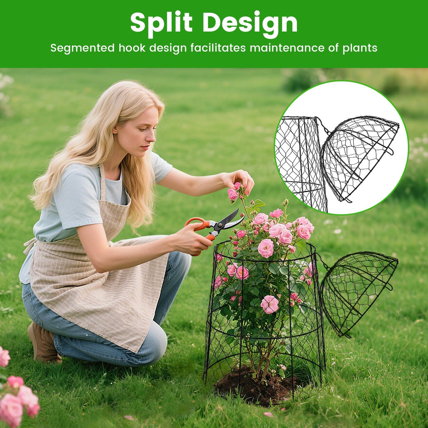DFJFIFF Chicken Wire Plant Covers,20×12.6in Large Size Rust-Proof Plant Cages for Outdoor Plants, Flip-top Design for Easy Assembly,Rugged,Plants Protectors from Animals, 6-Pcs