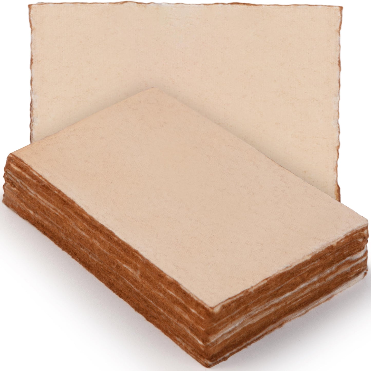 Wanderings Handmade Antique Deckle Edge Blank Cards - 4" x 6" Package of 50 - Mixed Media Cards for Announcements Invitations Crafts - Thick Deckled Edge Paper 150 GSM Recycled Paper