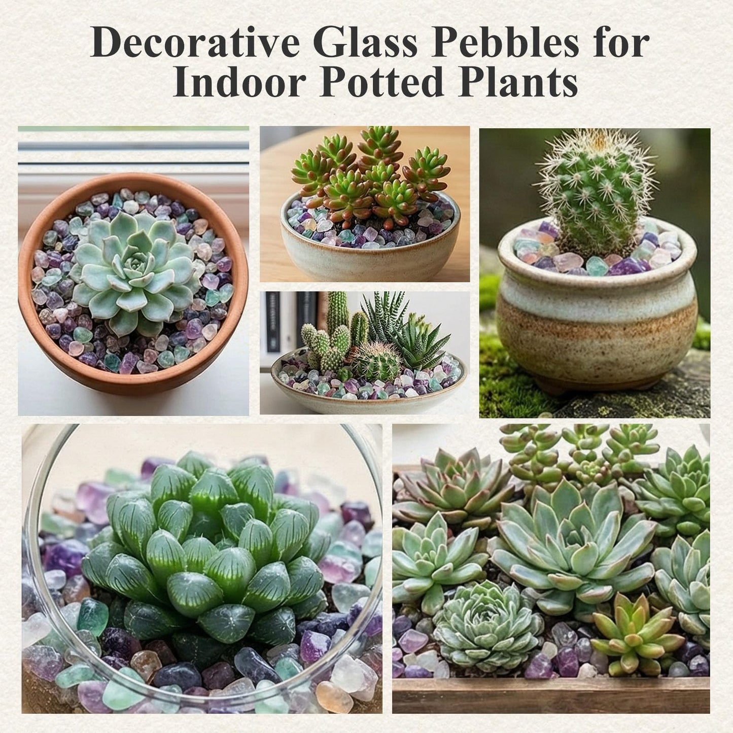 JOHOUSE Quartz Crystals, Crushed Chips Tumbled Polished Stones, Assorted Irregular Shaped Decorative Rocks, Succulent Pebbles for Indoor Plants, Aquarium Betta Fish Tank Gravel, Vase Filler 0.2"-0.5"