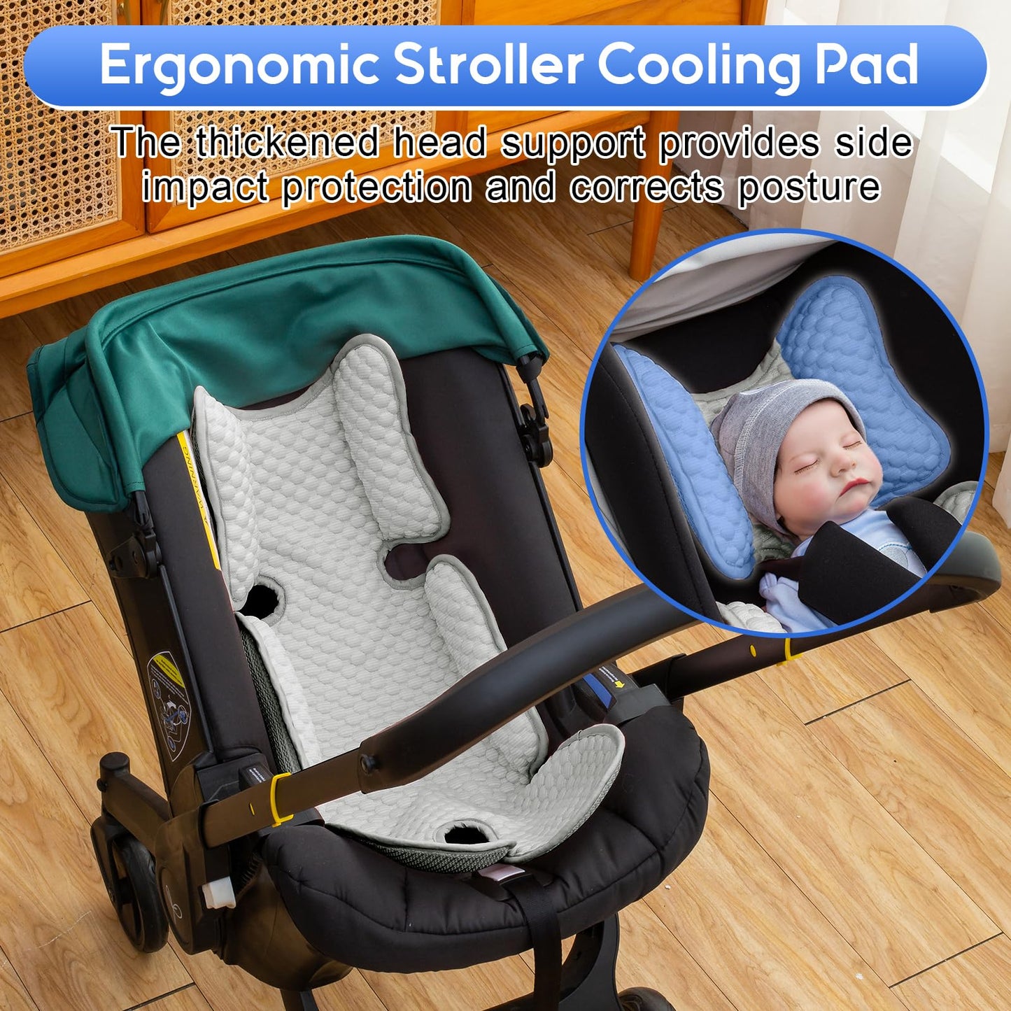 Kaseeous Car Seat Cooling Pad for Baby, Mink Dot Car Seat Cooler Mat for Girls Boys, Stroller Cooling Pad with 3D Breathable Mesh, Multifunctional Infant Carseat Cooling Insert Liner for Summer