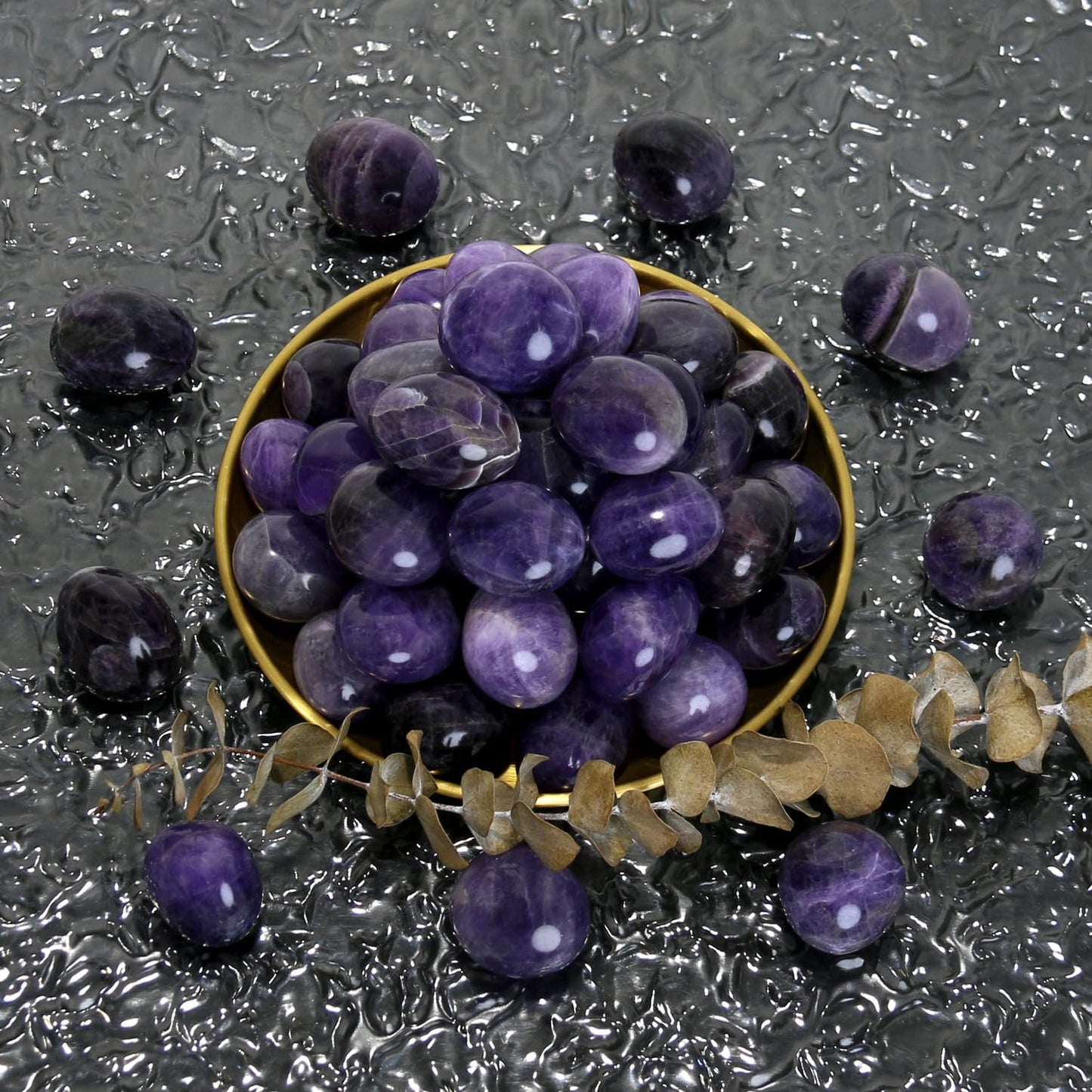 Namzi Brazilian Tumbled Polished Natural Amethyst Crystals Stones, Amathesis Crystal, Raw Amethyst, Healing Crystals Gemstone Quartz Bulk for Wicca, Healing Energy, Witchcraft Supplies(10 Pce)