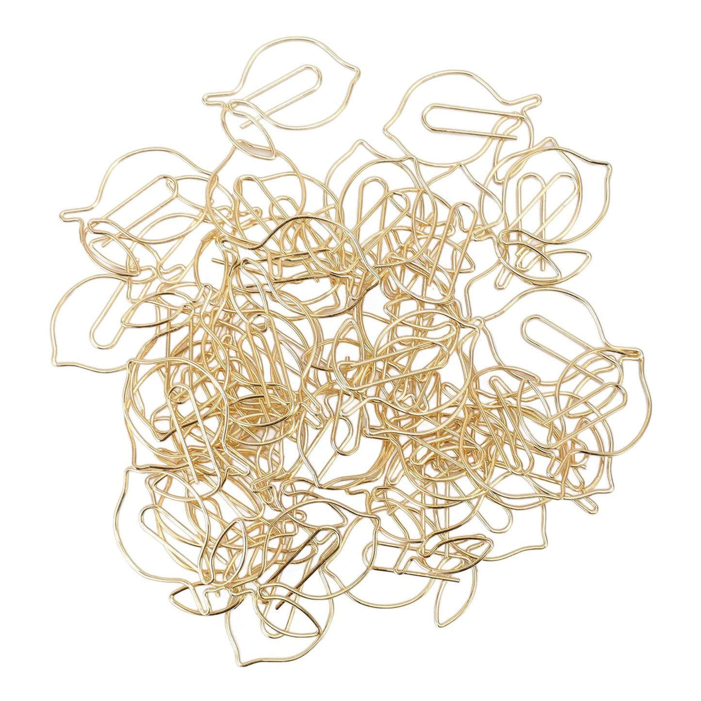 Lemon Shaped Paper Clips, 100PCS Metal Office Supplies for Home School Desk Organizers, Decorative Bookmarks Planner Clips for Clipboards Notebooks Books