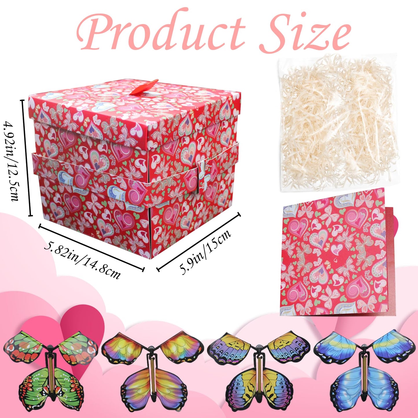 WUEURU Butterfly Explosion Gift Box,Flying Butterfly Surprise Gift Box,DIY Exploding Surprise Gift for birthdays, weddings, Mother's Day, Valentine's Day