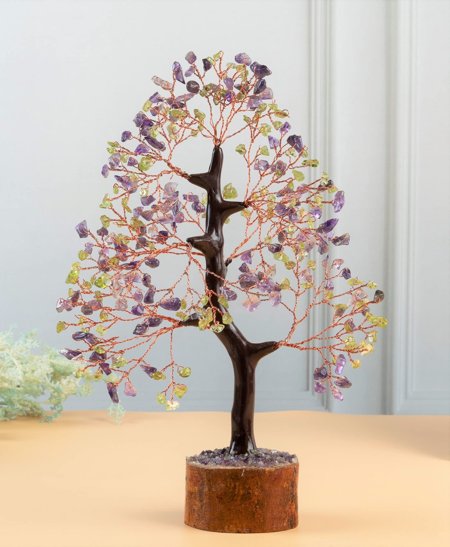 Crocon® Amethyst & Peridot Crystals Tree Home Decor, Birthday Gifts for Women, Sister Gemstone Gift for Her Money Tree Crystals and Healing Stones House Warming Gift, Spiritual Decor Present