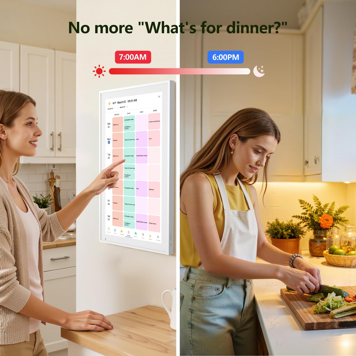 Digital Calendar, 15.6 Inch Wall Planner Electronic Calendar & Chore Chart, Smart Touchscreen Interactive Display for Family Schedules, Great for Organizing Your Routines, Wall & Desk Mountable