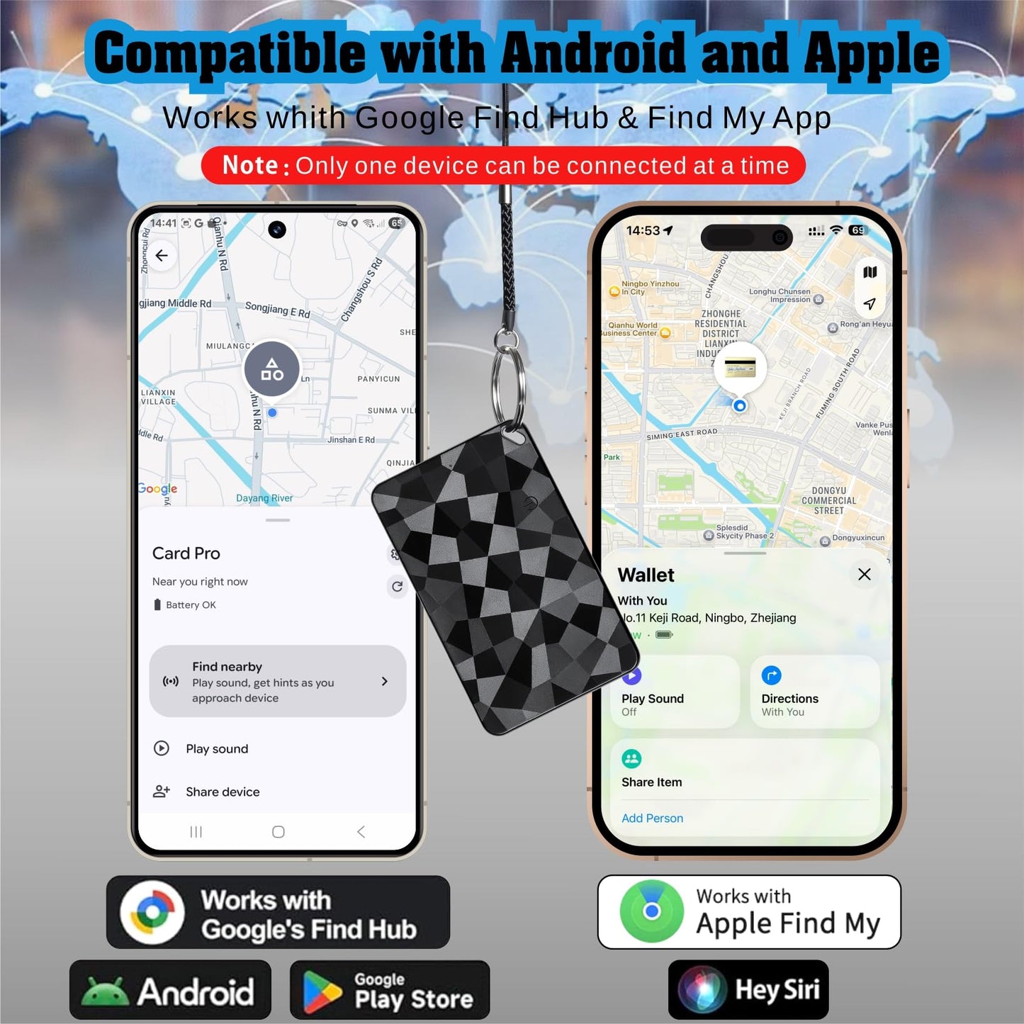 Reyke 2026 New Wallet Tracker for Both iOS & Android Phones, Dual System Rechargeable Tracking Card Compatible with Apple Find My & Google Find Hub Device for Luggage, Passport, Purse Gift