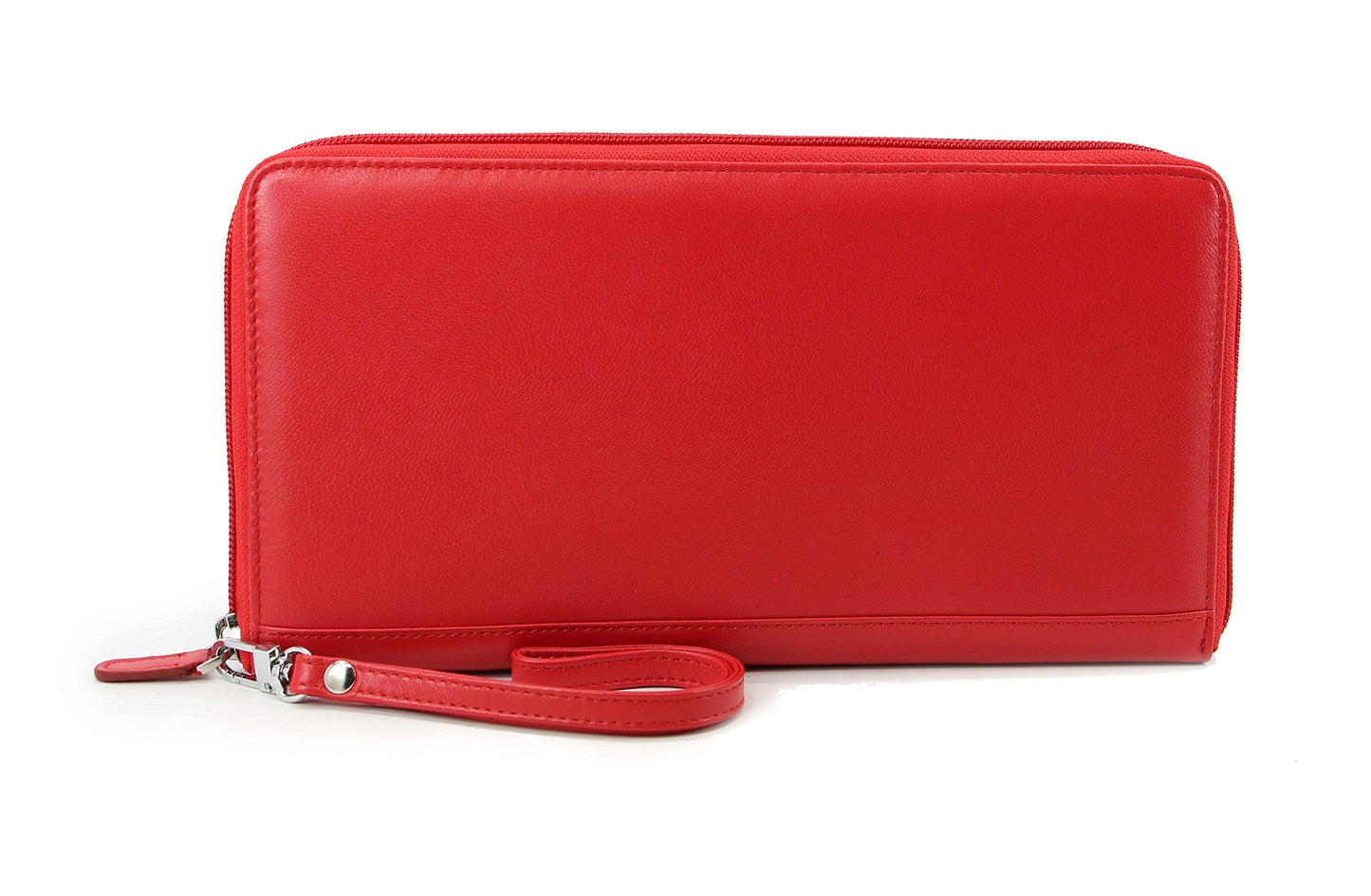 myBitti Zip-Around Passport Wallet Executive Unisex Leather Boarding Pass Holder (Red)