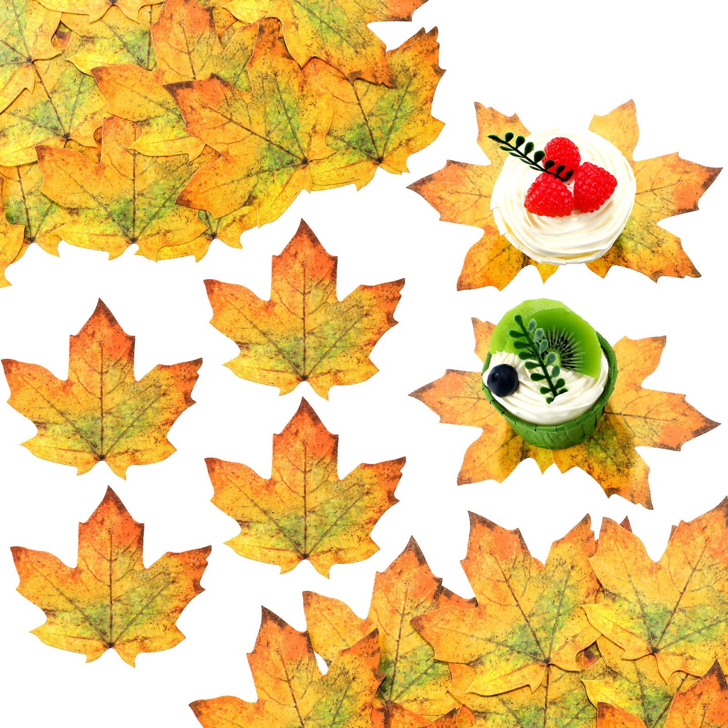 Parchment Fall Leaves Thanksgiving Cheese Paper Parchment Leaves Decorative Paper for Plate Table Charcuterie Boards Food Serving Decoration (100 Pcs)