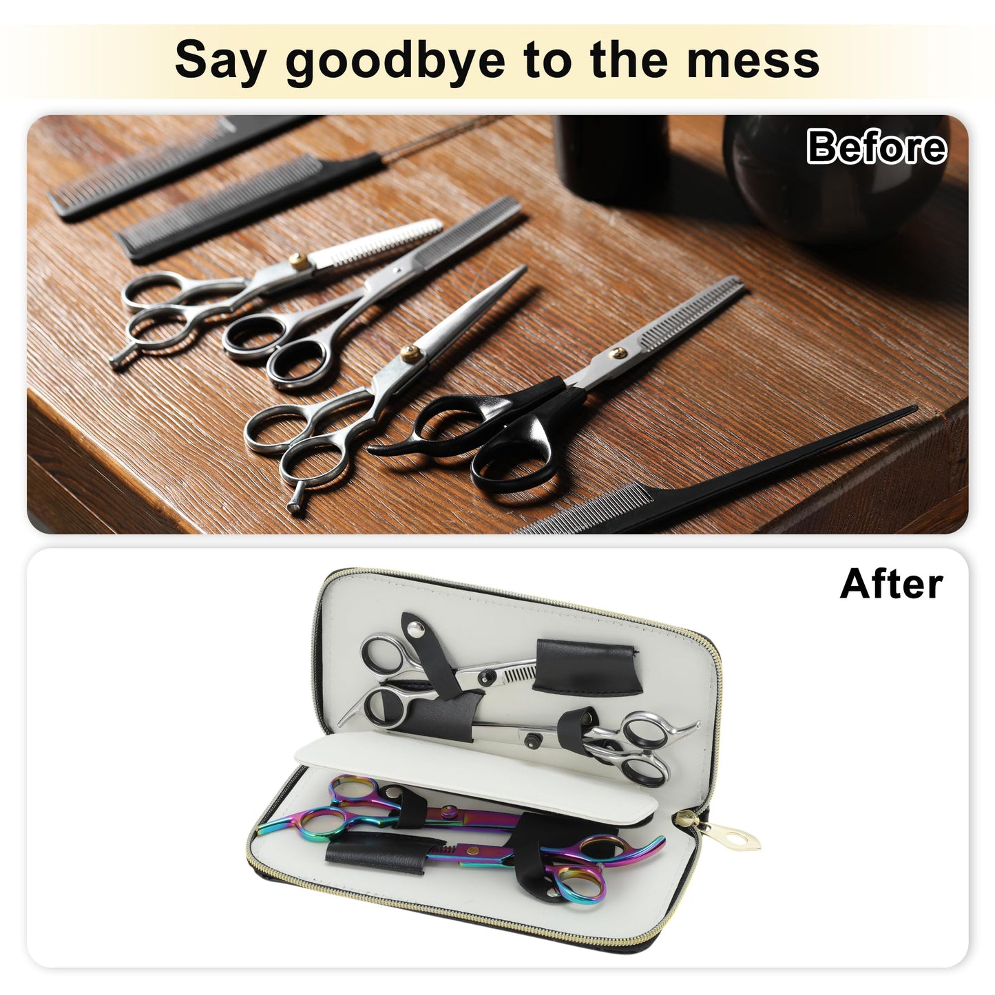 VOCOSTE Barber Scissors Pouch Bag, Fit for Below 6.5 in Shear, Hair Scissor Shears Cases for Hair Stylists, Can Hold 4 Scissor, Black